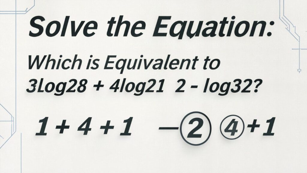 Solve the Equation: Which is Equivalent to 3log28 + 4log21 2 − log32?
