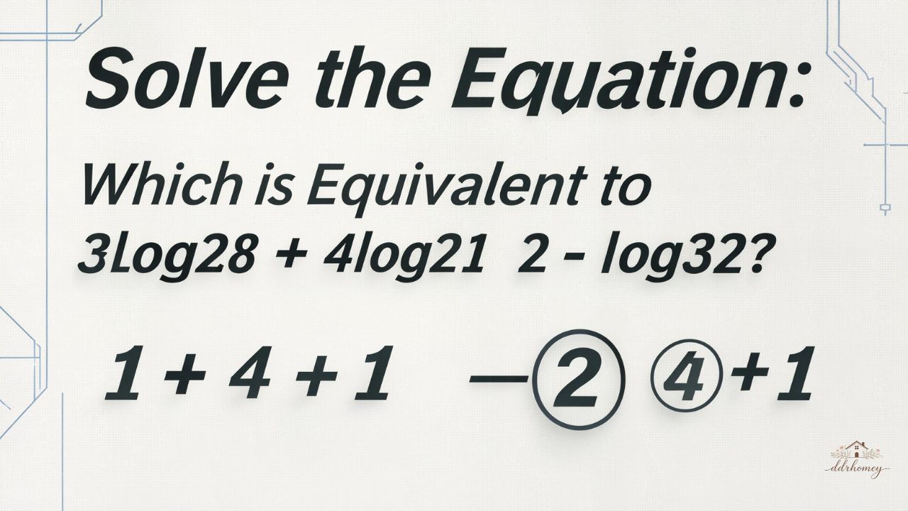 Solve the Equation: Which is Equivalent to 3log28 + 4log21 2 − log32?