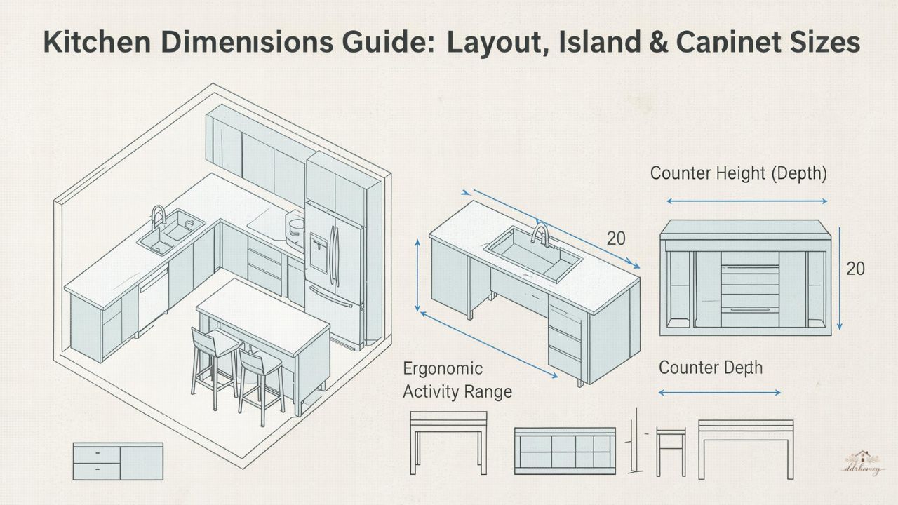 Kitchen Dimensions Guide: Layout, Island & Cabinet Sizes